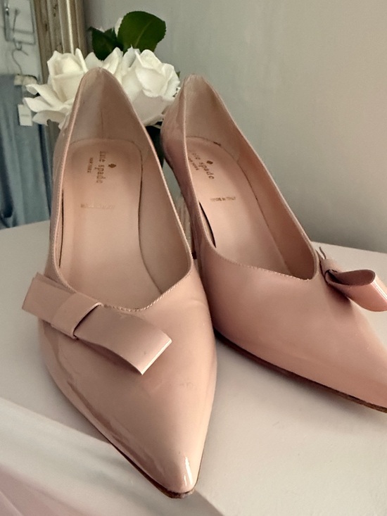 kate spade Shoes - kate spade Pink Patent Pointed-Toe Heels with Bow Accent
